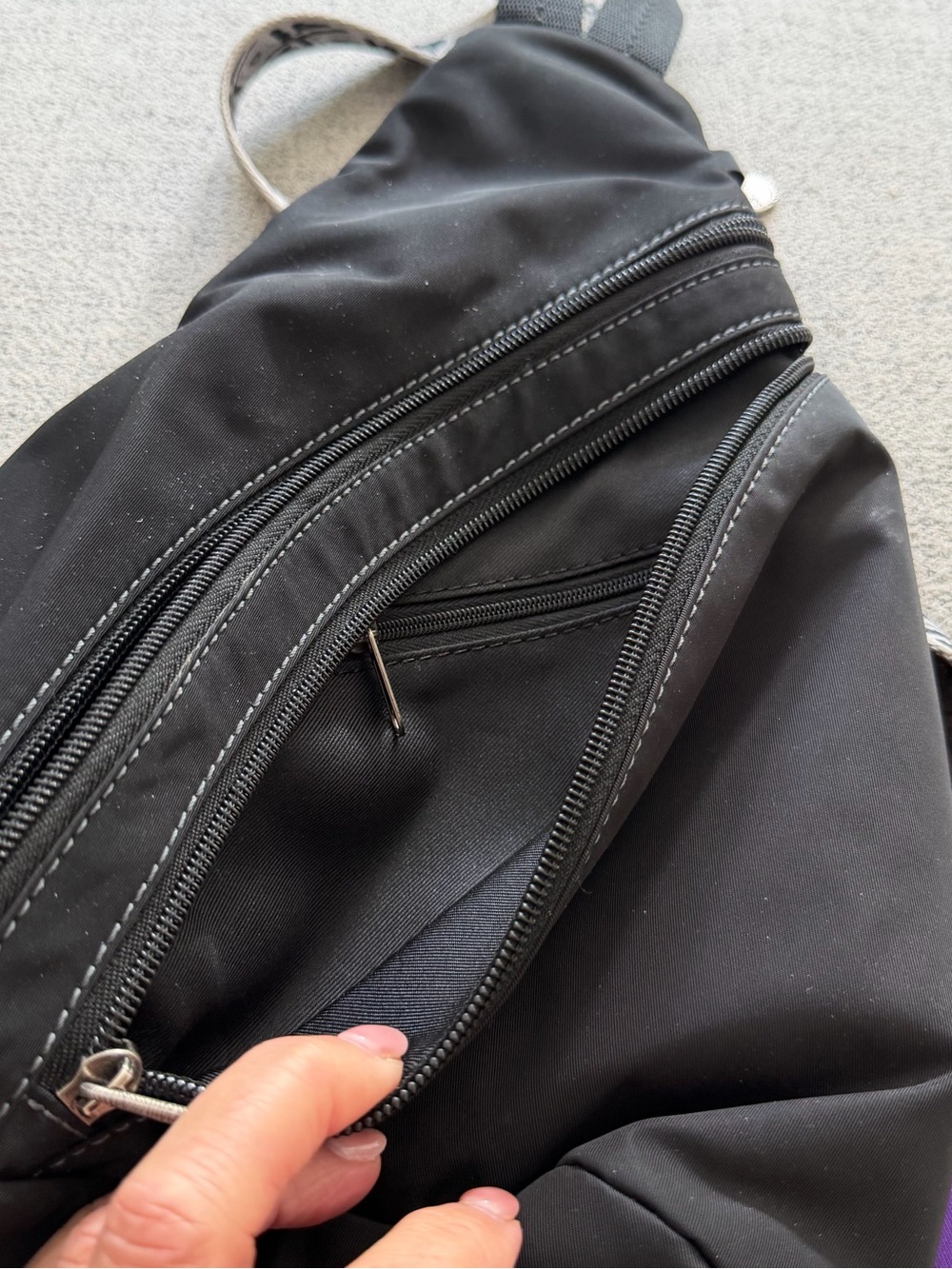 Black Sling Crossbody Bag - Minimal Everyday Carry - Picture 4 of 6